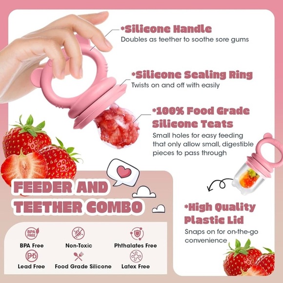 Baby Breastmilk Popsicle Molds & Fruit Feeder (2 Pack), Baby Pink/Purple NEW - Picture 6 of 11